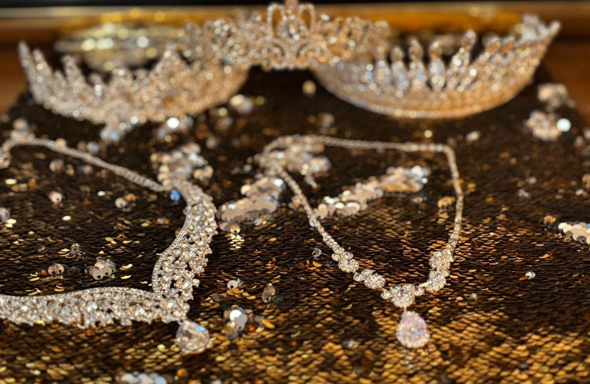 Crown and crystal jewelry from Kimberly's reign